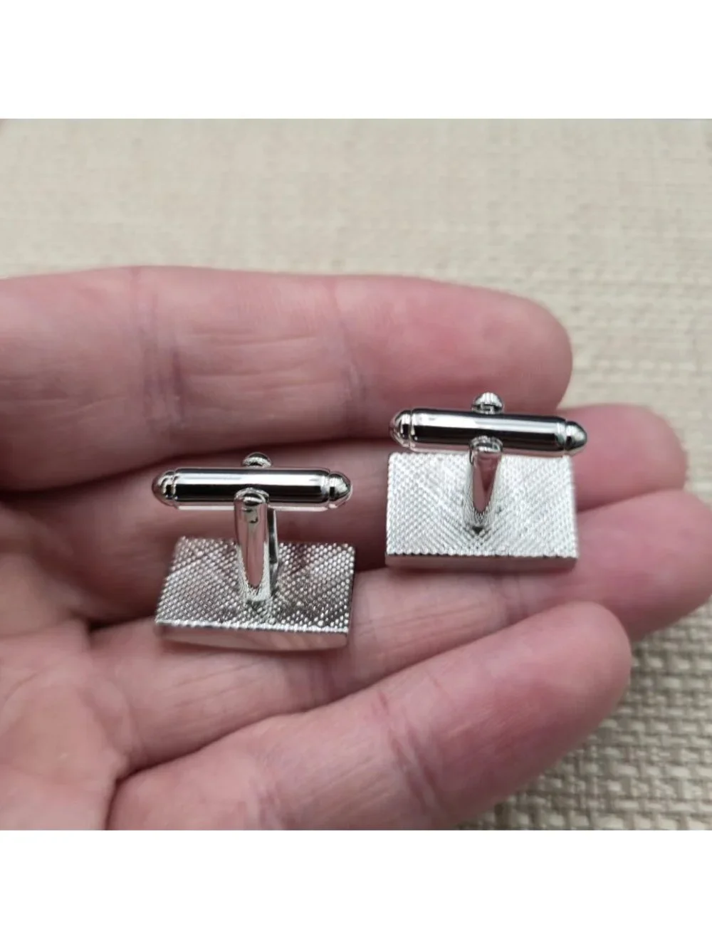Vintage Two Tone Brushed Silver Brushed Cufflinks A8019